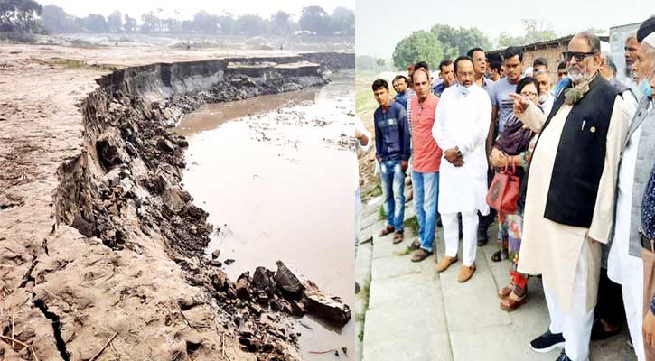 অসময়ে পদ্মায় ভাঙন, হুমকিতে শহর রক্ষা বাঁধ