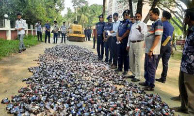 ৩ কোটি টাকার ফেনসিডিল ধ্বংস