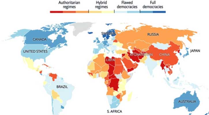 গণতন্ত্র সূচকে এগিয়ে বাংলাদেশ, পেছাল যুক্তরাষ্ট্র